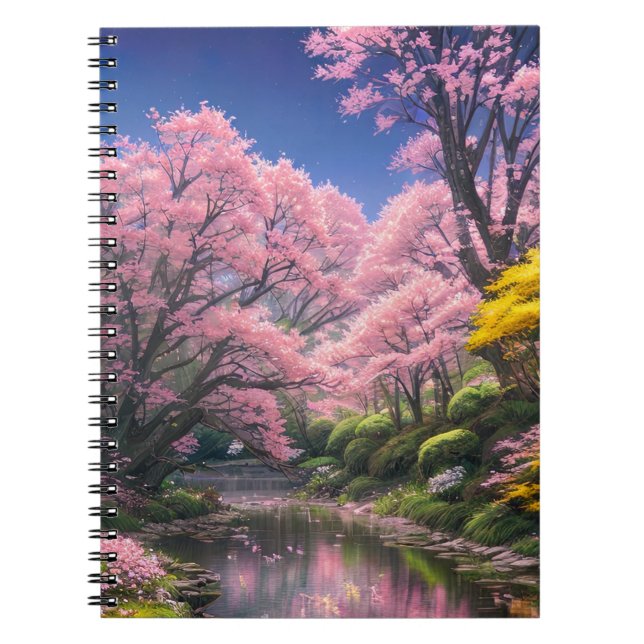 Caderno Espiral Um Fluxo Pacífico Significa através de uma Florest (Frente)