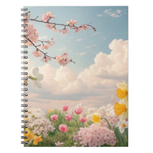 Caderno Espiral Um Fundo Floral de Primavera