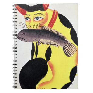 Caderno Espiral Um gato com um peixe em sua boca, do Rudyard K