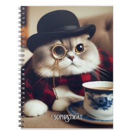 Caderno Espiral Um Gato Vestindo um Monóculo