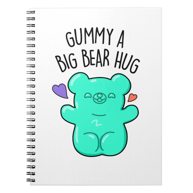 Caderno Espiral Um Grande Abraço de Urso Gummy Piada de Doces Urso (Frente)