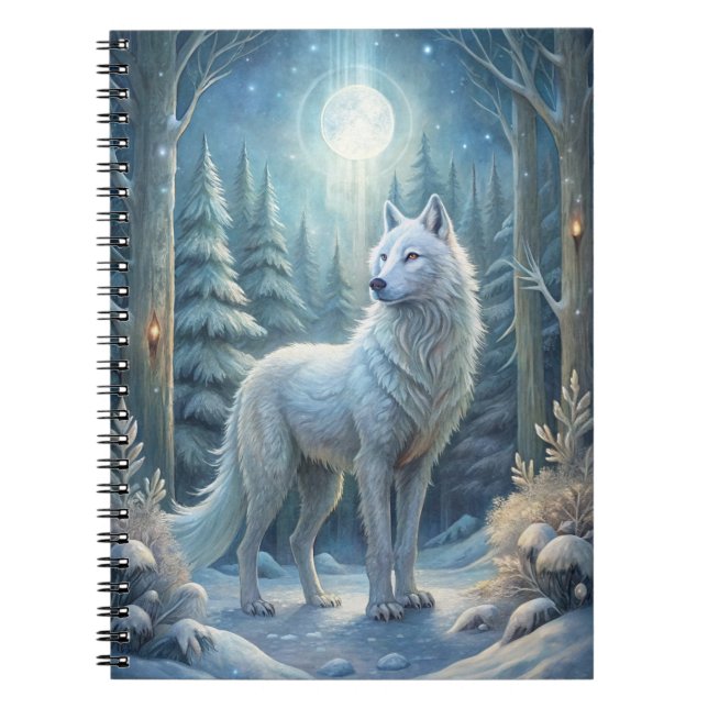 Caderno Espiral Um Lobo Branco Bonito (Frente)
