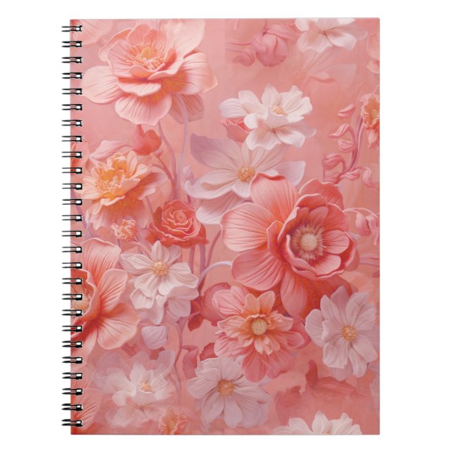Caderno Espiral Um matiz suave, cor de laranja rosado chamado Peac (Frente)