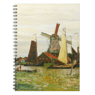 Caderno Espiral Um Moinho de Vento em Zaandam Claude Monet