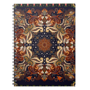Caderno Espiral Um ornamento sem costura indiano. Patente simétri