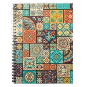Caderno Espiral Um padrão de azulejo islâmico e árabe.