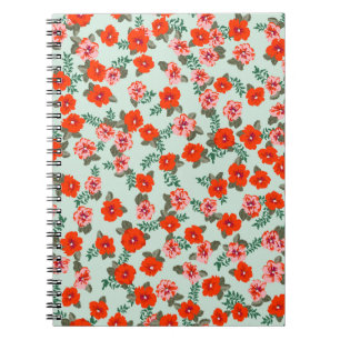 Caderno Espiral Um padrão desajeitado em pequenas flores silvestre