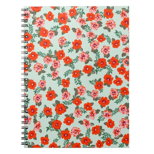 Caderno Espiral Um padrão desajeitado em pequenas flores silvestre (Frente)