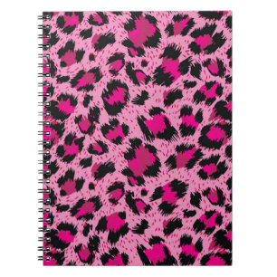 Caderno Espiral Um padrão-leopardo cor-de-rosa de luxo sem costur