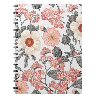 Caderno Espiral Um padrão perfeito. Belo tecido florescendo realis