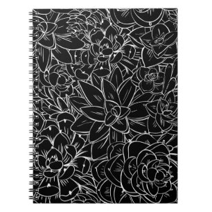 Caderno Espiral Um padrão sem costura suculento. Floral vintage de