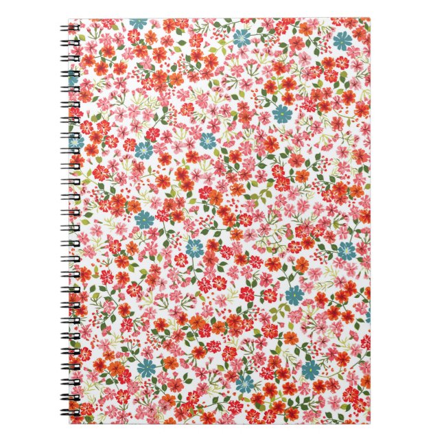 Caderno Espiral Um padrão simples e fofo em flores de pequena esca (Frente)