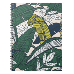 Caderno Espiral Um padrão tropical perfeito com folhas de banana.
