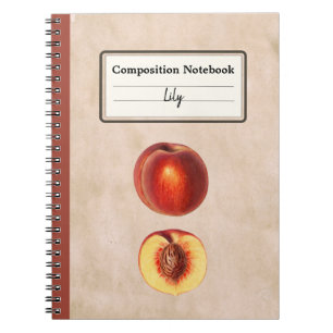 Caderno Espiral Um Pêssego Vermelho e uma Composição Metade Person