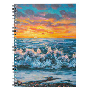 Caderno Espiral Um pôr do sol brilhante durante uma tempestade. Um
