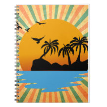 Um pôr do sol retrô com árvore