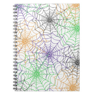 Caderno Espiral Um simples padrão na Web da aranha de Halloween