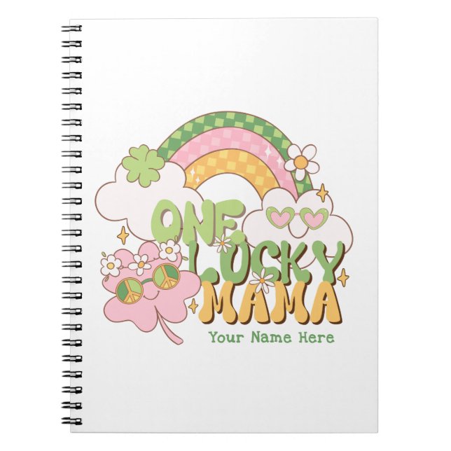 Caderno Espiral Um Sorte Uma Mamãe Fofo Retro Groovy (Frente)