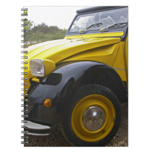 Caderno Espiral Um velho Citroen 2CV 2 CV preto e amarelo,