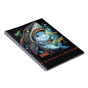 Caderno Espiral Uma Alma Gentil em uma Máscara Selvagem Tubarão Fo
