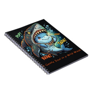 Caderno Espiral Uma Alma Gentil em uma Máscara Selvagem Tubarão Fo