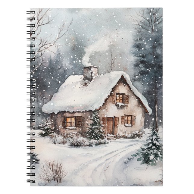 Caderno Espiral Uma Casa Aconchegante no inverno (Frente)