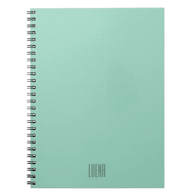 Caderno Espiral Uma cor sólida suave e menta desbotada. (Frente)