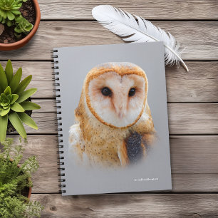 Caderno Espiral Uma coruja de celeiro sereno e bonita