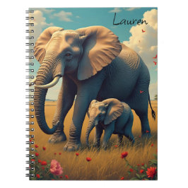 Caderno Espiral Uma doce mamã e um elefante para bebês personaliza