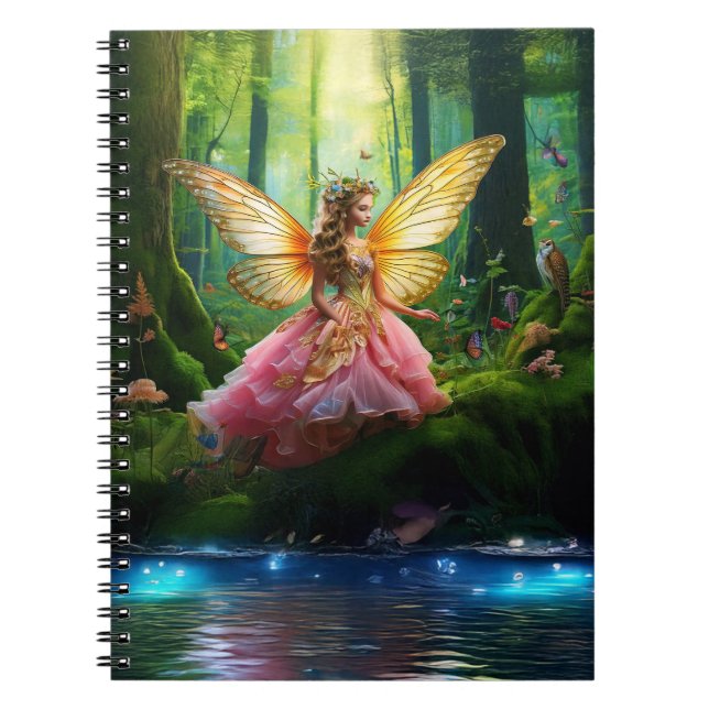 Caderno Espiral Uma floresta de fadas mágicas (Frente)