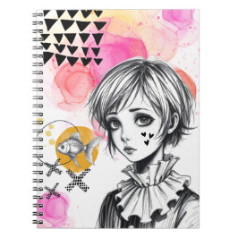 Caderno Espiral Uma garota com peixe | Diário para notebook