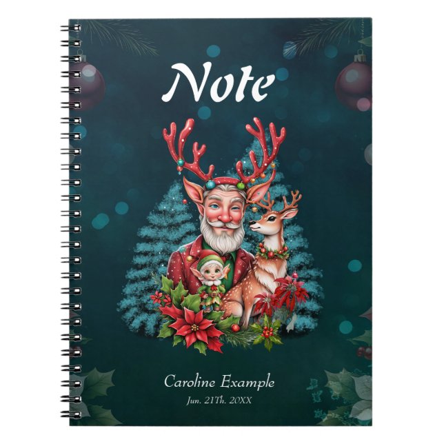 Caderno Espiral Uma ilustração brilhante de Natal. (Frente)