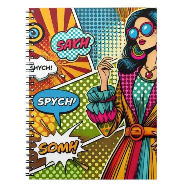 Caderno Espiral Uma ilustração de tendência no estilo de pop (Frente)