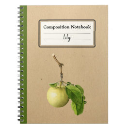 Caderno Espiral Uma Maçã Amarela Com Folhas Personalizadas