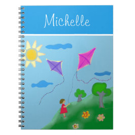 Caderno Espiral Uma menina com os papagaios com nome