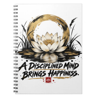Caderno Espiral Uma Mente Disciplinada Traz Felicidade Lótus Medit