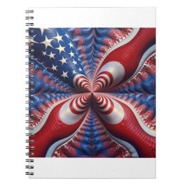 Caderno Espiral Uma Mistura Da Bandeira Americana E Um Fractal