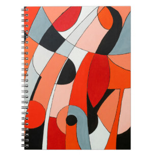 Caderno Espiral Uma pintura abstrato de preto, branco e esbranqui