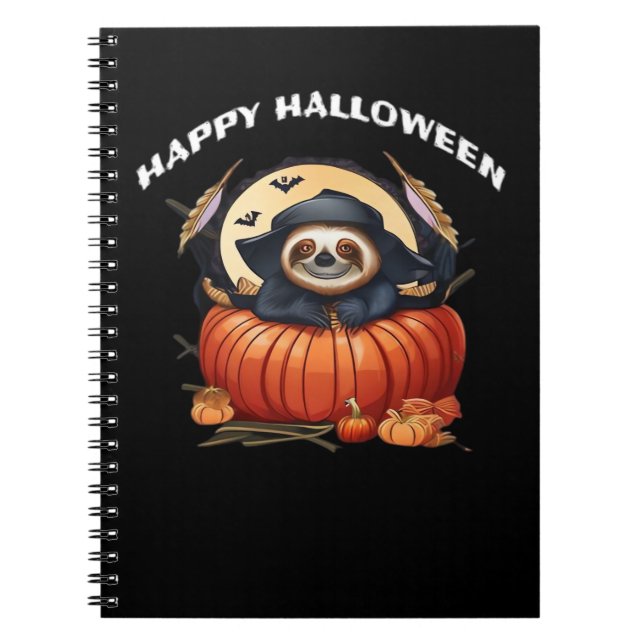 Caderno Espiral Uma preguiça engraçada celebrando o Halloween Esse (Frente)