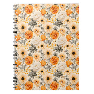 Caderno Espiral Uma Série de Design Floral de Outono 1