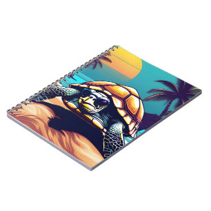 Caderno Espiral Uma Tartaruga Vestindo óculos de sol