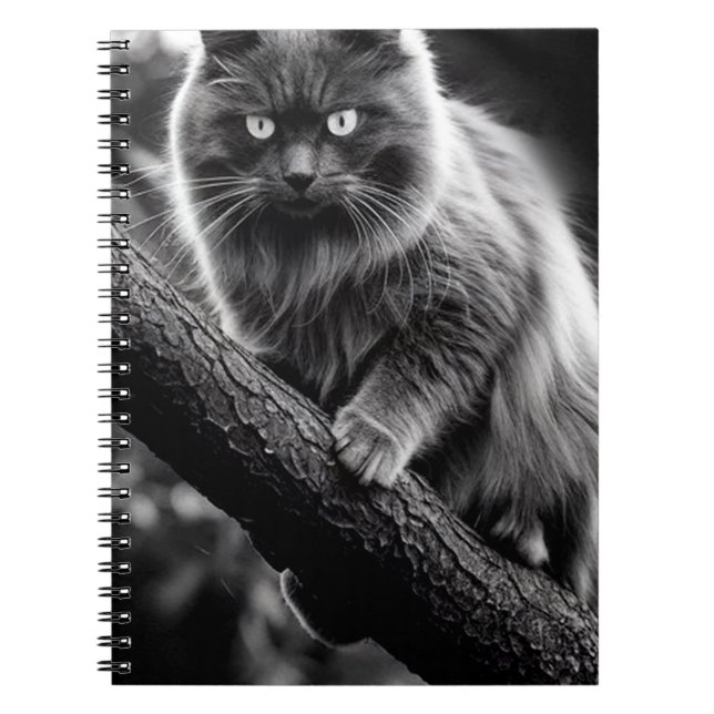 Caderno Espiral Uma Vista Assombrante De Um Gato Noturno (Frente)
