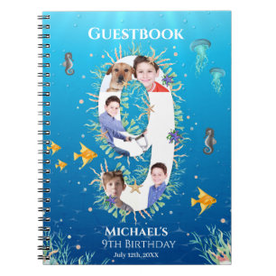 Caderno Espiral Under The Sea Photo Big 9th Birthday Guest Book