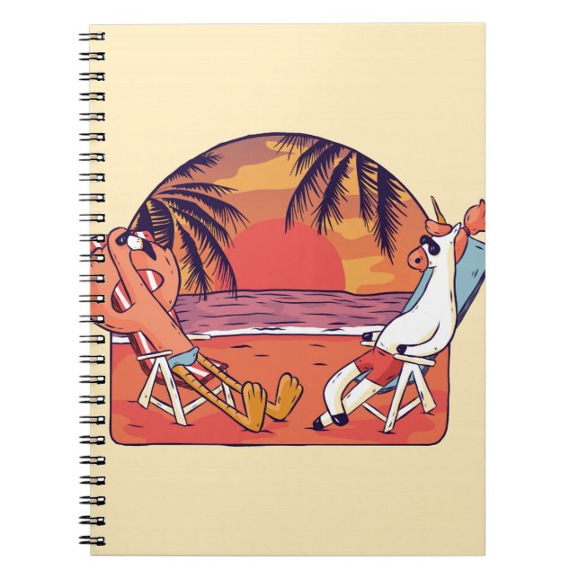 Caderno Espiral Unicorn Flamingo Beach (Frente)