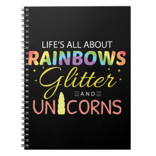Caderno Espiral Unicorn Lover Gift Idea Rainbows Glitter Unicórnio