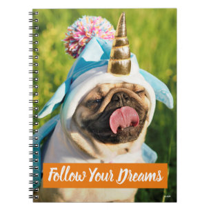 Caderno Espiral Unicorn Pug