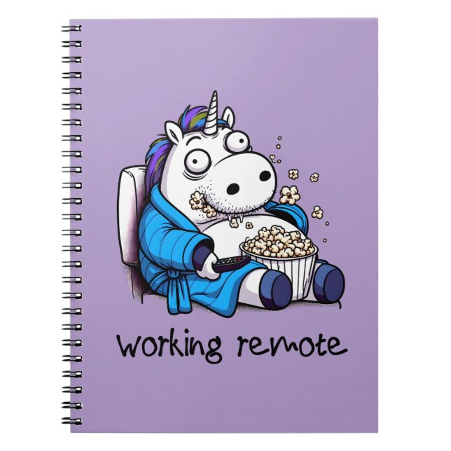 Caderno Espiral Unicorn trabalhando remoto (Frente)