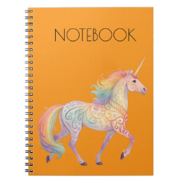 Caderno Espiral Unicórnio Arco-Íris Mágico Personalizado