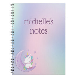 Caderno Espiral Unicórnio Arco-íris Pastel Personalizado