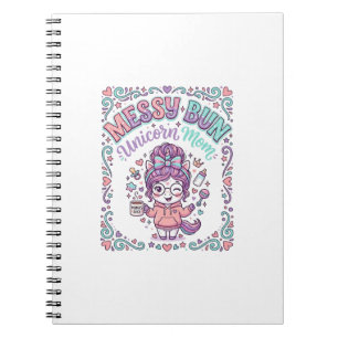 Caderno Espiral Unicórnio Cabelo Desgrenhado Mãe de Unicórnio Esti